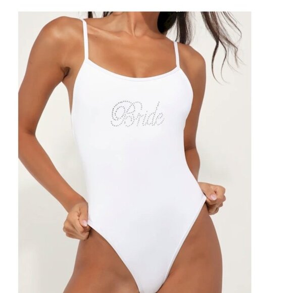 Dippin Daisys Star White Bride Rhinestone One-Piece Swimsuit Size Small NWT - Picture 5 of 5